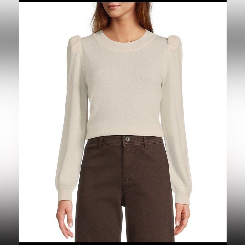 Antonio Melani Sweet Lisa Puff Sleeve Cashmere Sweater in Ivory NEW